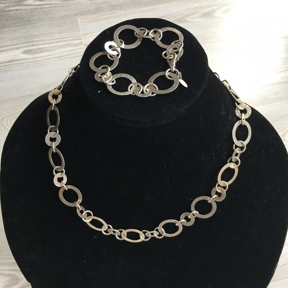 Jared Silver Hammered Necklace & Bracelet
